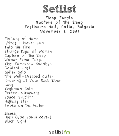 Deep Purple at Festivalna Hall, Sofia, Bulgaria Setlist