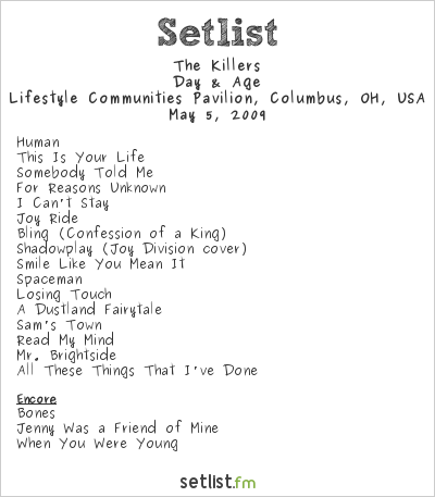 The Killers at Lifestyle Communities Pavilion, Columbus, OH, USA Setlist