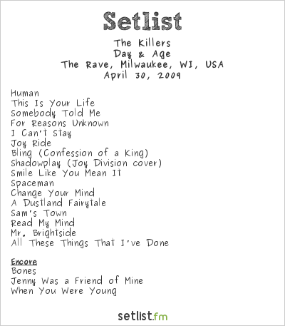 The Killers at The Rave, Milwaukee, WI, USA Setlist