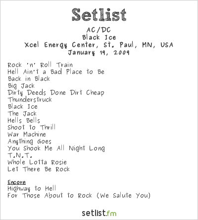 AC/DC at Xcel Energy Center, St. Paul, MN, USA Setlist