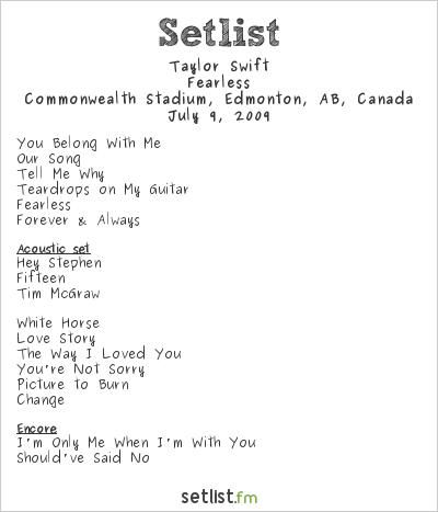 Taylor Swift at Commonwealth Country 2009 Setlist