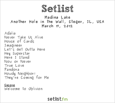 Madina Lake at Another Hole in the Wall, Steger, IL, USA Setlist