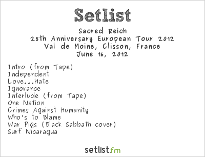Sacred Reich at Hellfest 2012 Setlist