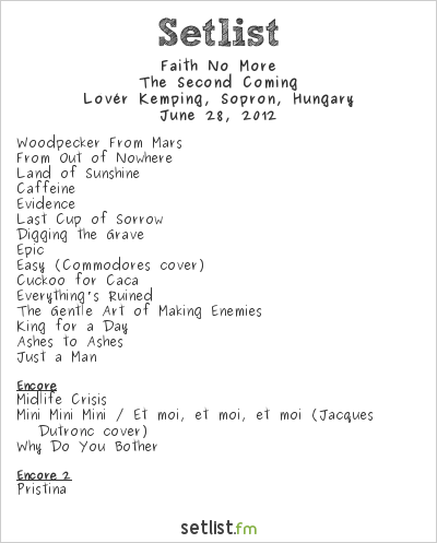 Faith No More at Volt Fesztivál 2012 Setlist
