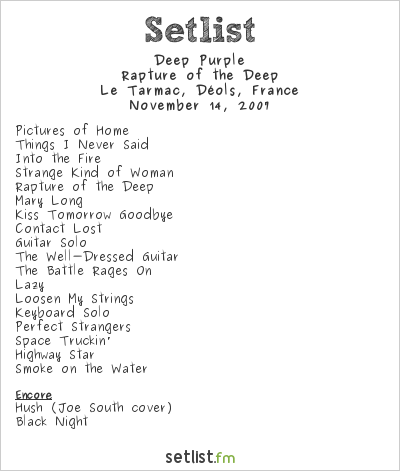 Deep Purple at Le Tarmac, Déols, France Setlist