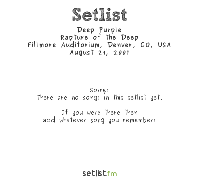 Deep Purple at Fillmore Auditorium, Denver, CO, USA Setlist