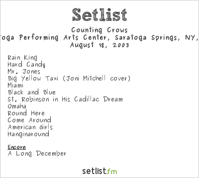 Counting Crows at Saratoga Performing Arts Center, Saratoga Springs, NY, USA Setlist