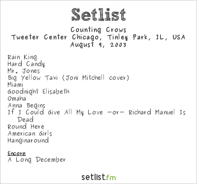 Counting Crows at Tweeter Center Chicago, Tinley Park, IL, USA Setlist