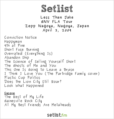 Less Than Jake at PUNKSPRING 09 Nagoya Setlist