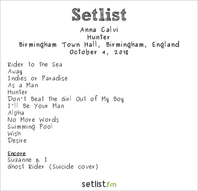 Anna Calvi at Birmingham Town Hall, Birmingham, England Setlist