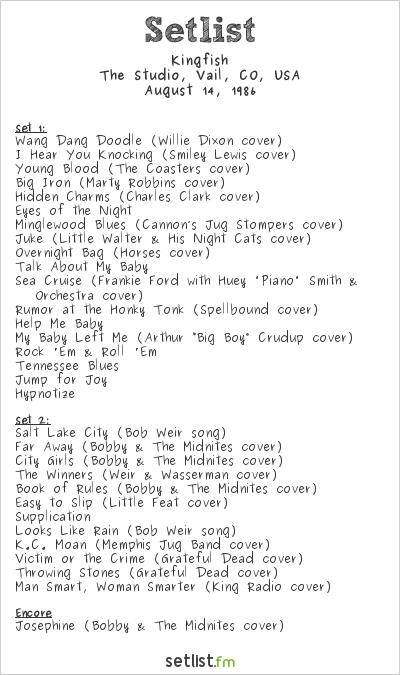 Kingfish at The Studio, Vail, CO, USA Setlist