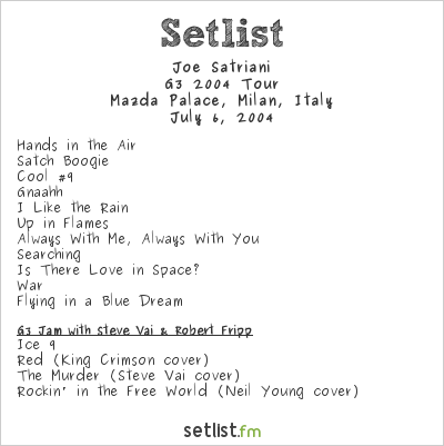 Joe Satriani at Mazda Palace, Milan, Italy Setlist
