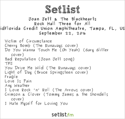 Joan Jett & The Blackhearts at MidFlorida Credit Union Amphitheatre, Tampa, FL, USA Setlist